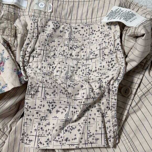 Anthropologie Hei Hei Raye Fold Over Cropped Pants Womens Sz 31 Cream Striped - Picture 9 of 16